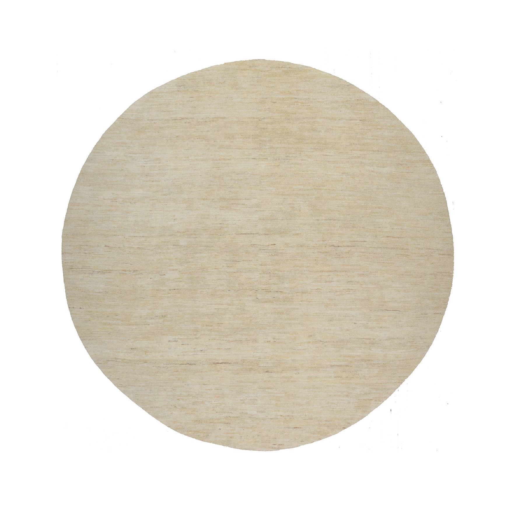Linen White, Pure Wool, Modern, Plain Design, Lori Buft Gabbeh, Thick and Plush, Hand Knotted, Round, Oriental Rug